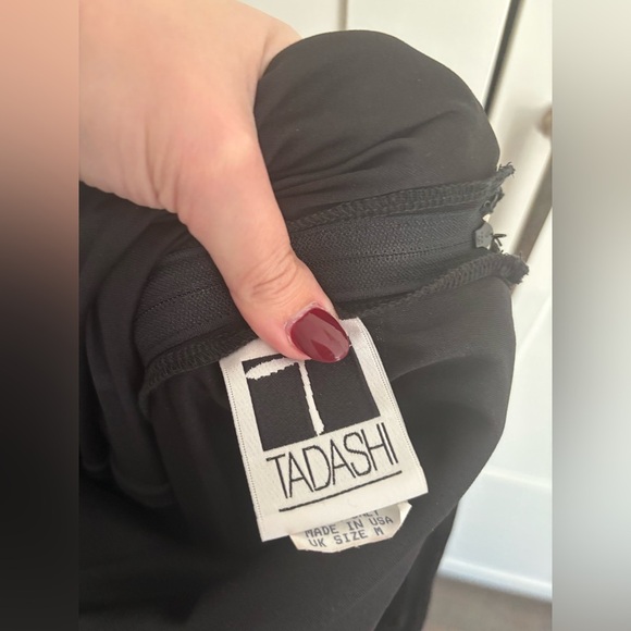 Vintage Tadashi Velvet Gown in Black Size Medium Black Tie Evening Gown Wedding - Picture 5 of 7